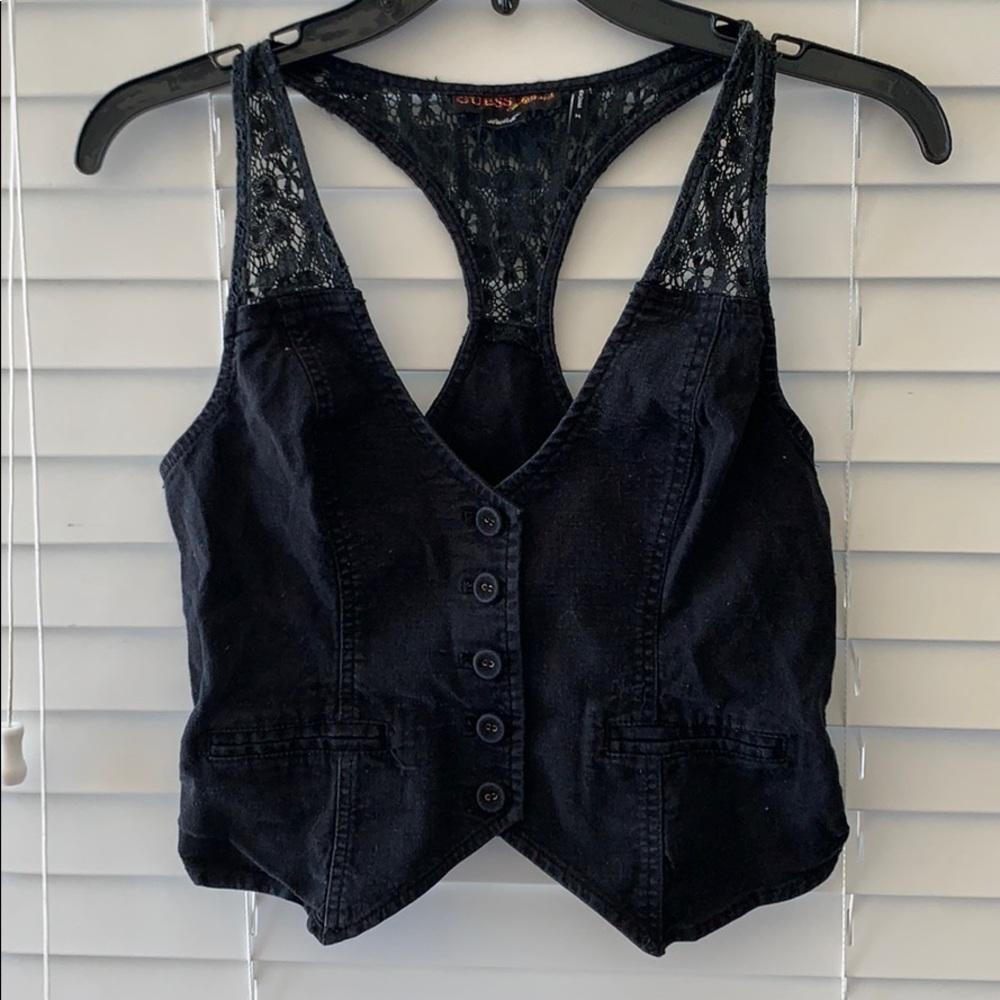 Guess jeans button up crop top